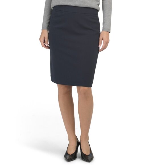 TAHARI ASL Navy Pencil Skirt With Back Slit - Picture 1 of 2